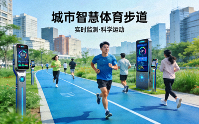 城市智慧体育项目，市民在智能步道上运动